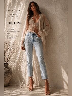 Joe’s Jeans Luna Stephanie Gottlieb Crystal Pearl Jeans 29 NWT